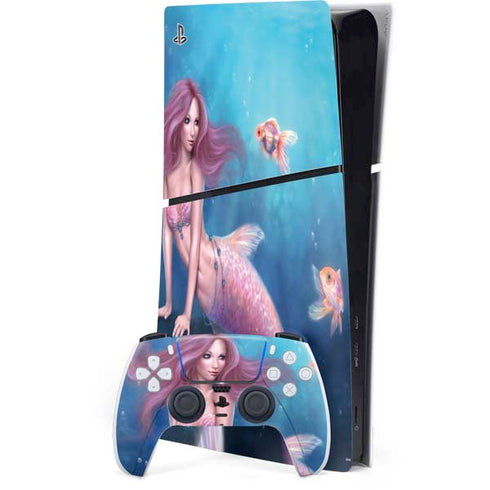 Aurelia Mermaid with Fish by Rachel Anderson PS5 Slim Digital Edition Console Skin